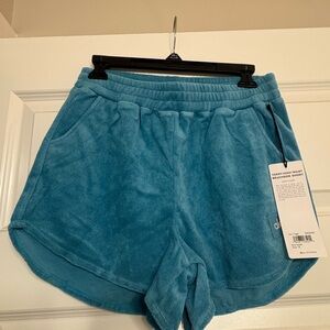 ALO Yoga Blue splash Terry Athletic Shorts